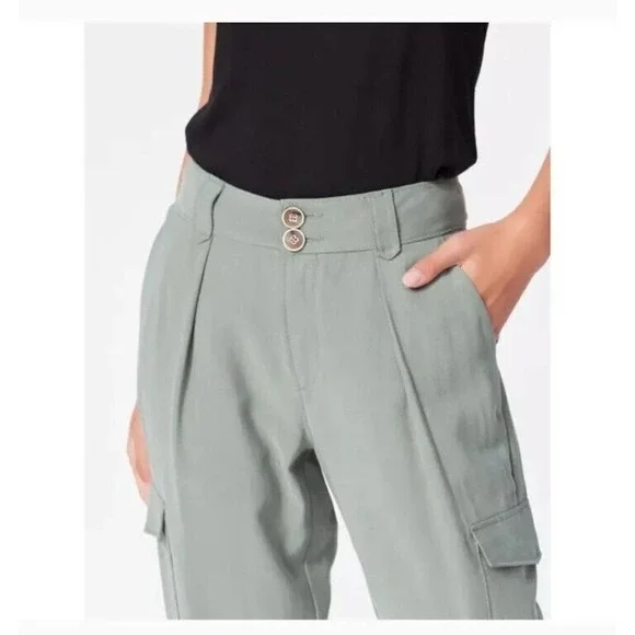 Paige Women's Becca High Waisted Laurel Green Pants Tapered Pockets Size 6 - Picture 2 of 16